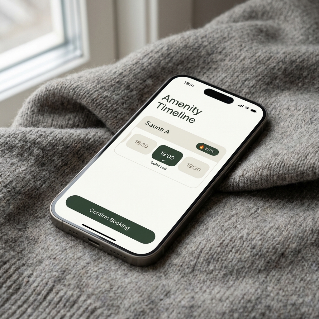 Book the sauna from the sofa.